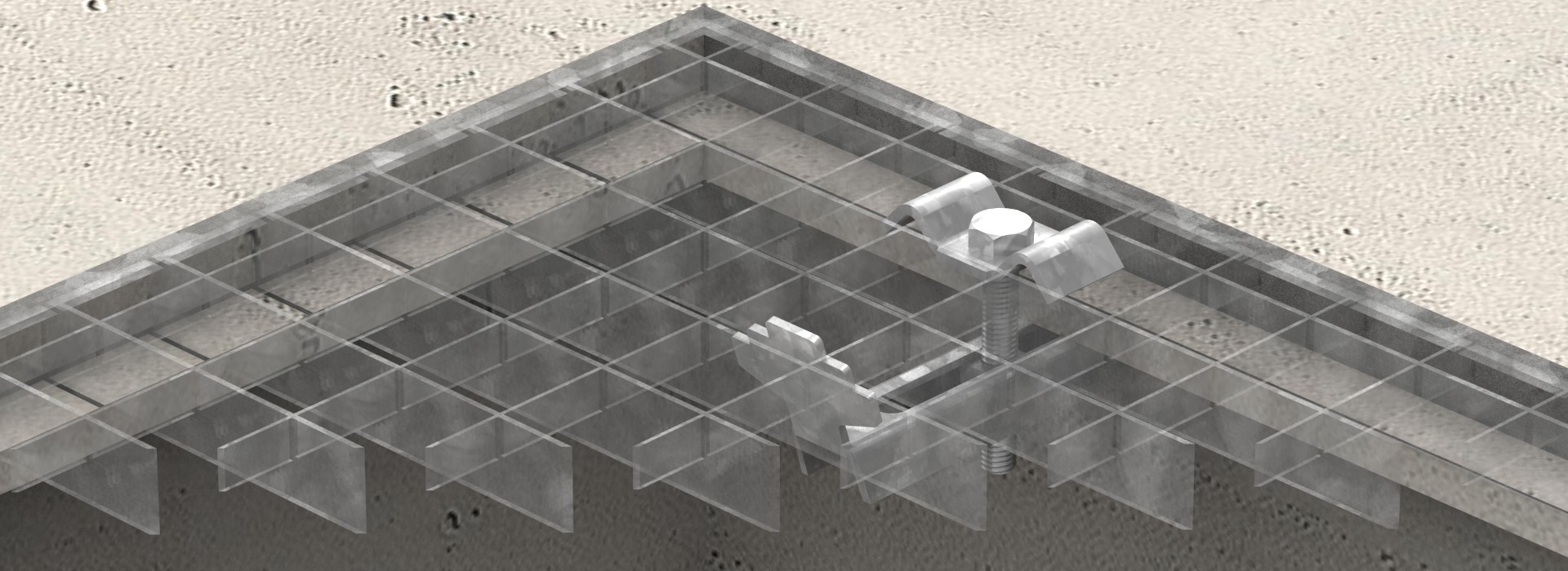 Gitterrostklemme fuer Rosthoehe 80-90 mm MW 30-30 mm aus St37- feuerverzinkt-26-KLEMME01120.7