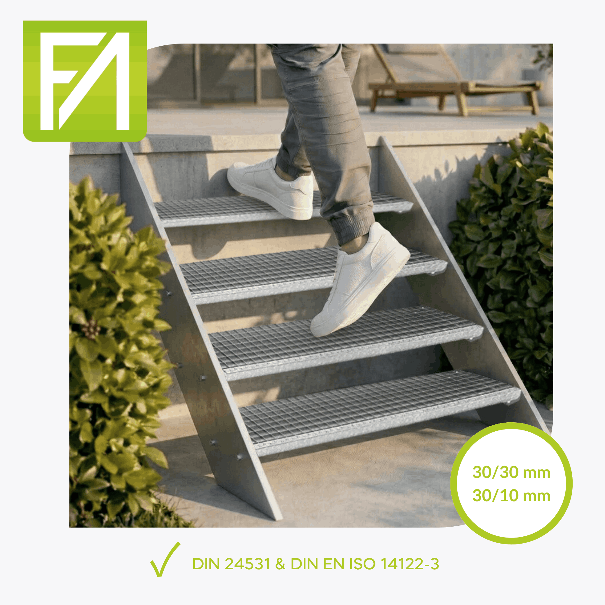 Gitterroststufe 700 x 305 MW 30-30 TS 30-2 Rutschhemmung R10-24-703030302.7