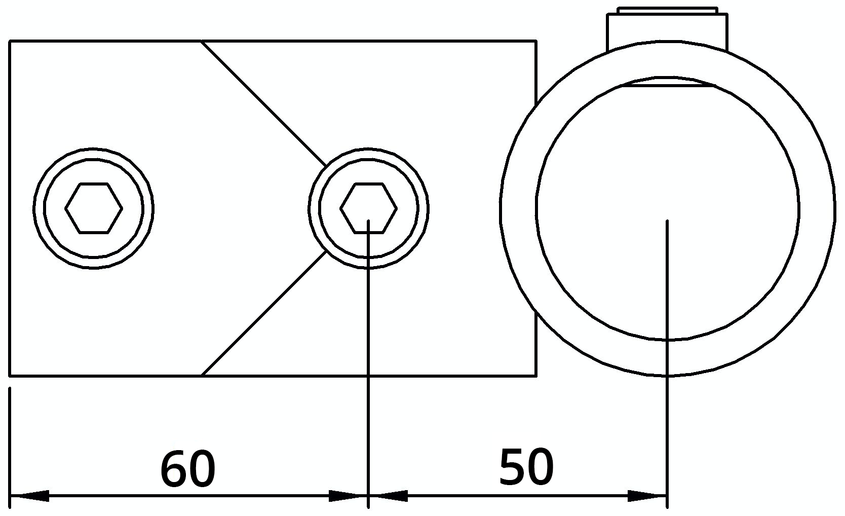 Rohrverbinder - Kreuz-T-Stueck kombiniert - 165C42 - 42-4 mm - 1 1-4- - Feuerverzinkt u. Elektrogalvanisiert-165C42