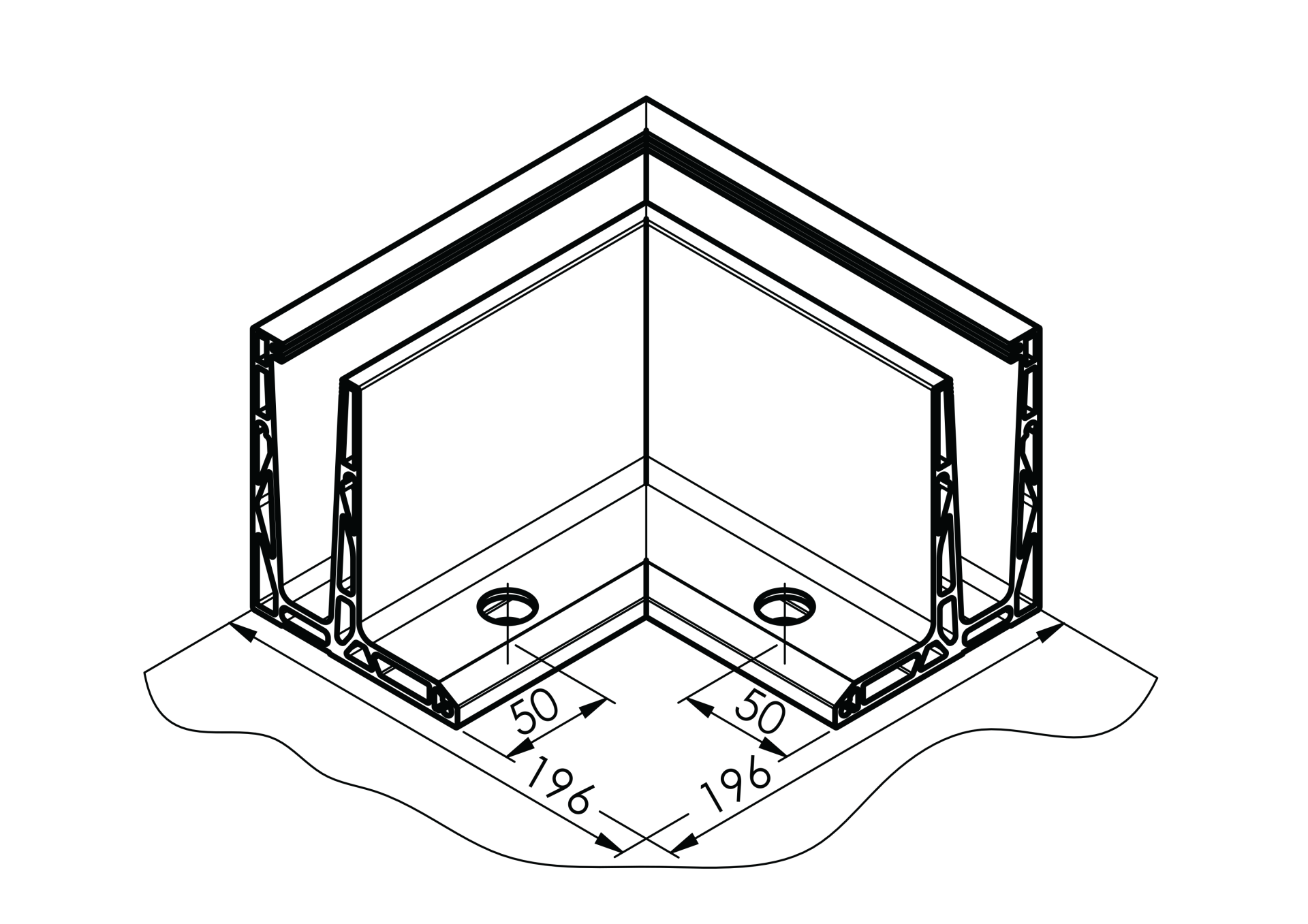 Eckverbinder Aluminium Satin-ELOX fuer Glas 12-21-52 mm 90 Aussenwinkel Oberverankerung-89-11AL0006ECOSE90OUT-A.4