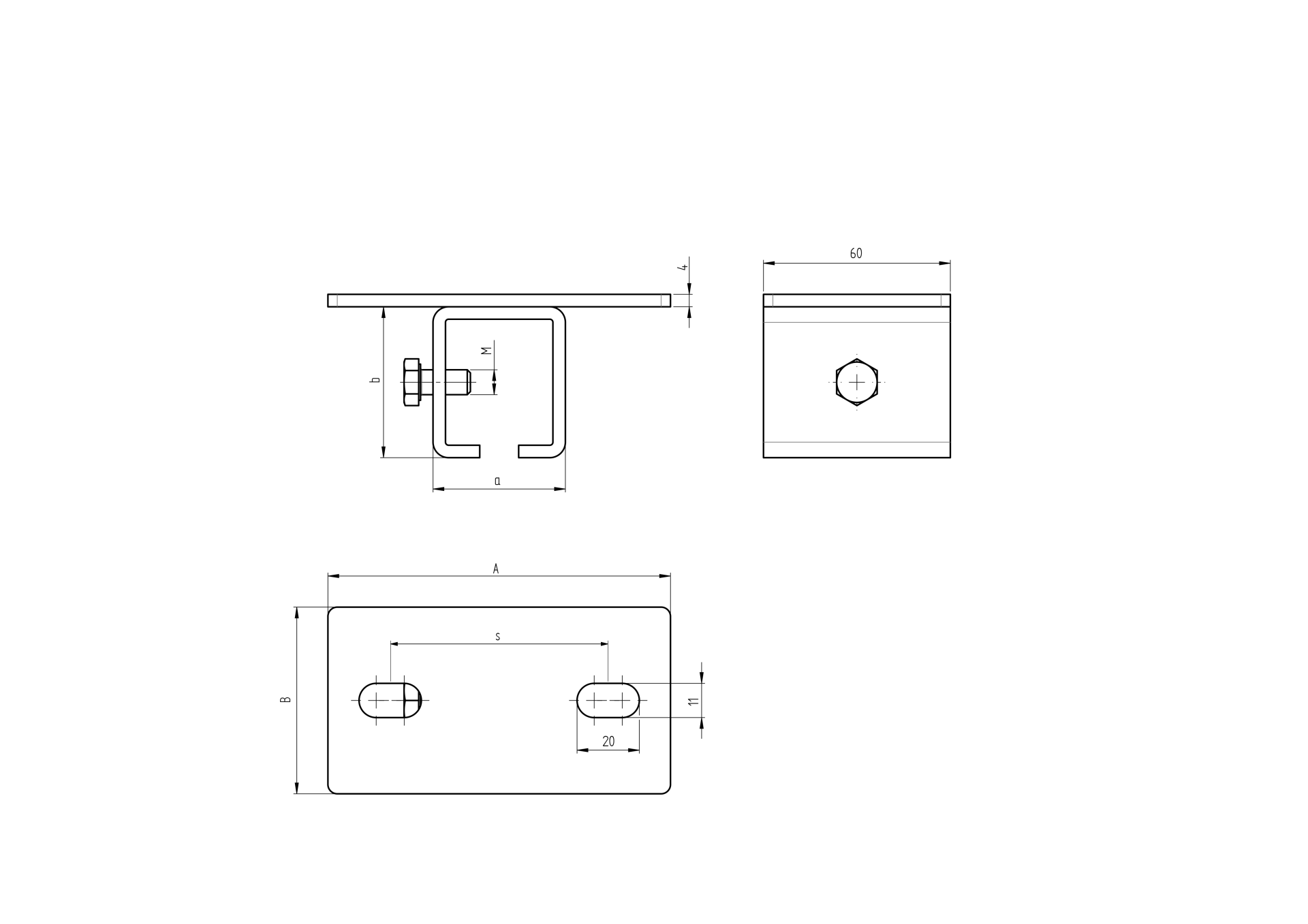 Oberhalter Stahl verzinkt 110 x 70 mm fr Profil 33 x 34 mm-89-11H47V33X34-A.4