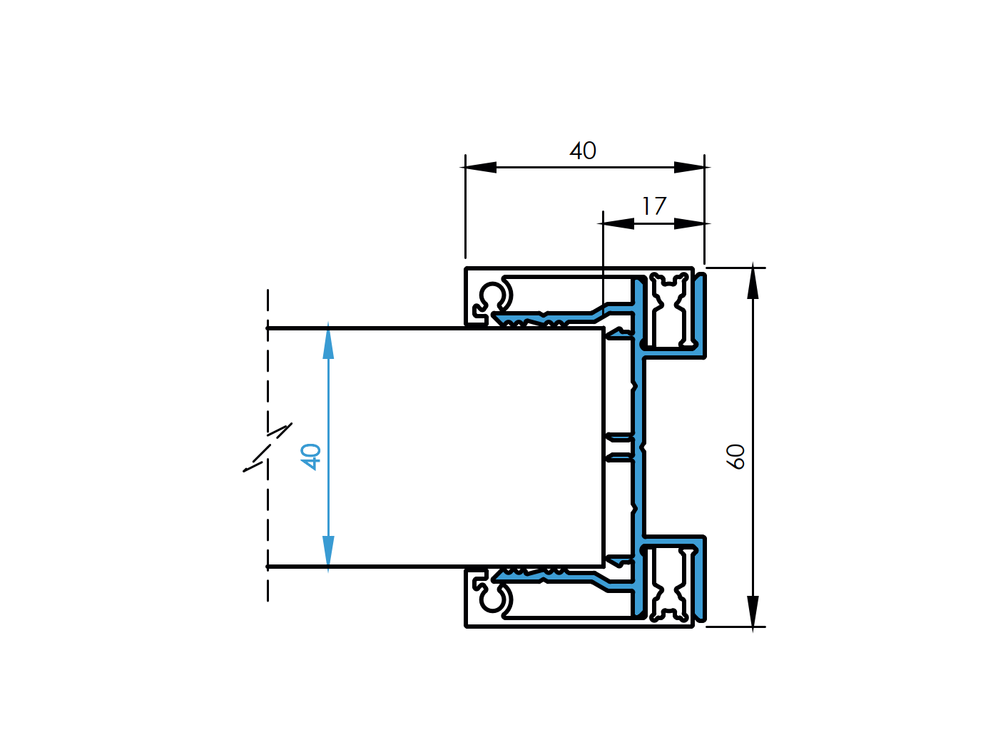 Zaunadapter Aluminium 40x60 mm 1200 mm Anthrazit RAL 7016-89-11FGAL401200R7016-A.4