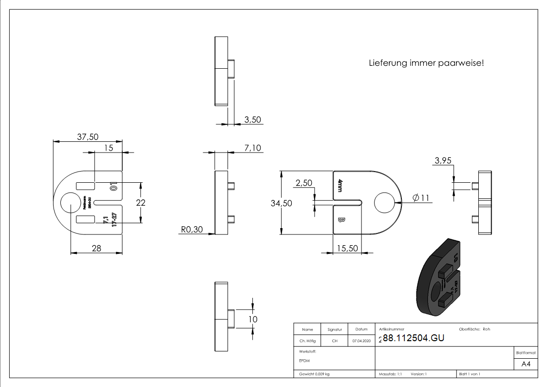 Gummi fuer Mod- 25- fuer 4mm Blech-88-112504.GU
