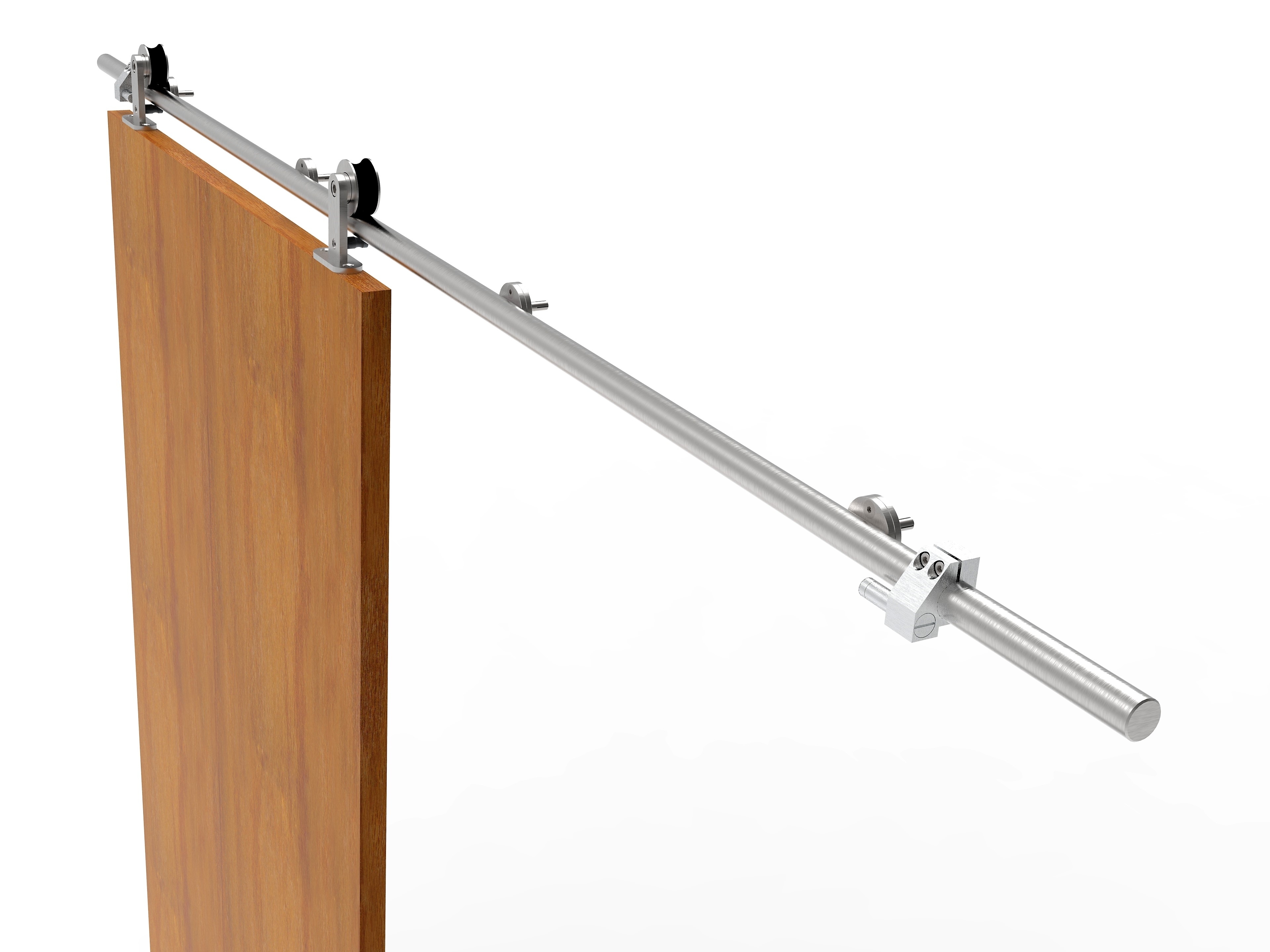 Edelstahl Schiebetuersystem fuer Holztueren- Oberfuehrung- 90 kg Tragkraft-89-11WSP9101SSET-A.4