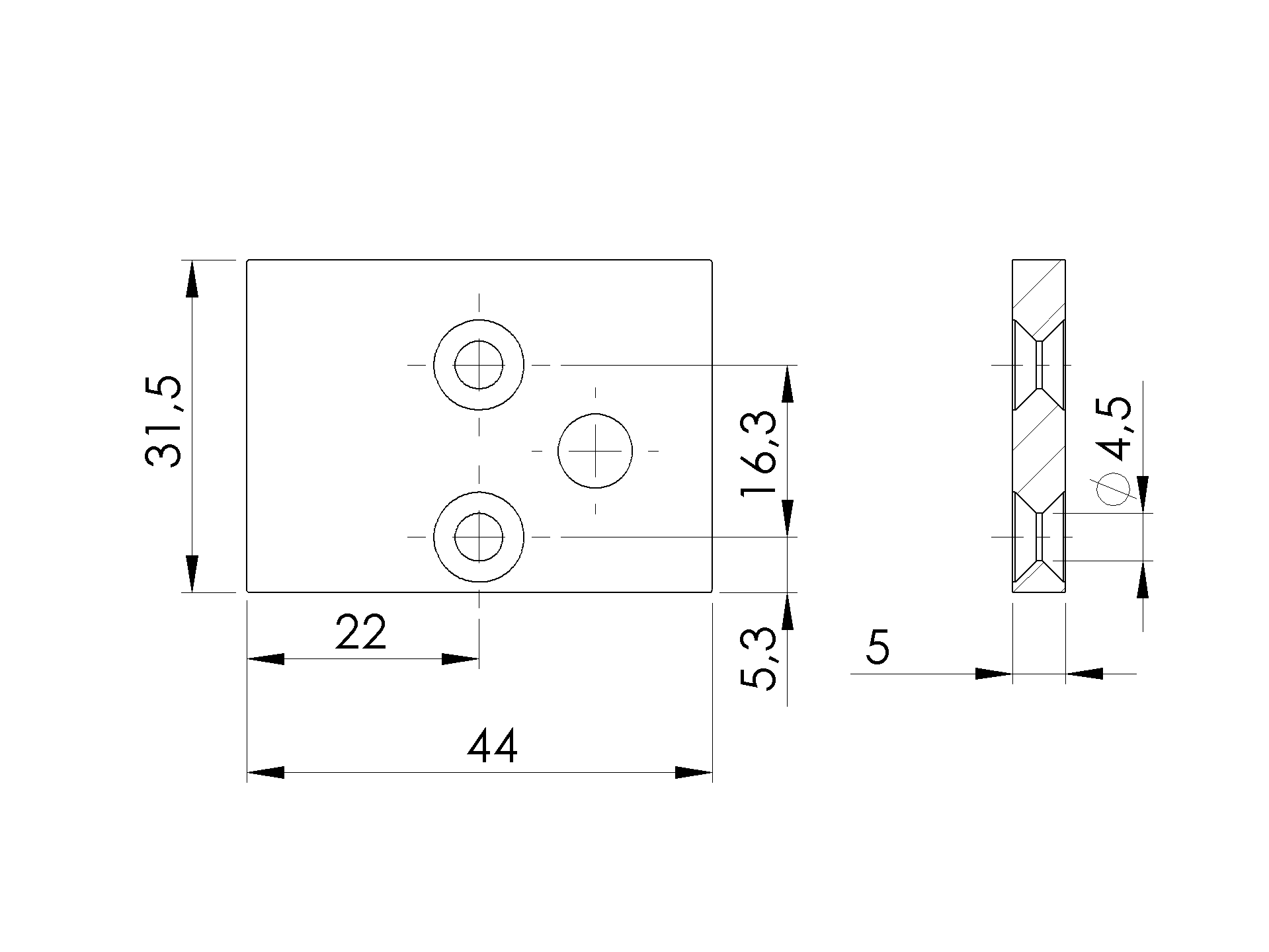 Bodenabdeckung Edelstahl 31x44 mm fuer Adapter MODEL 20V Anthrazit RAL 7016-89.FGCA31X44R7016