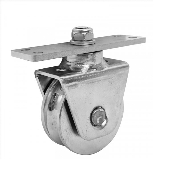 Laufrolle Stahl verzinkt  58 mm mit U-Rille drehbar mit Anschraubplatte-89-11H31U60PL-A.4