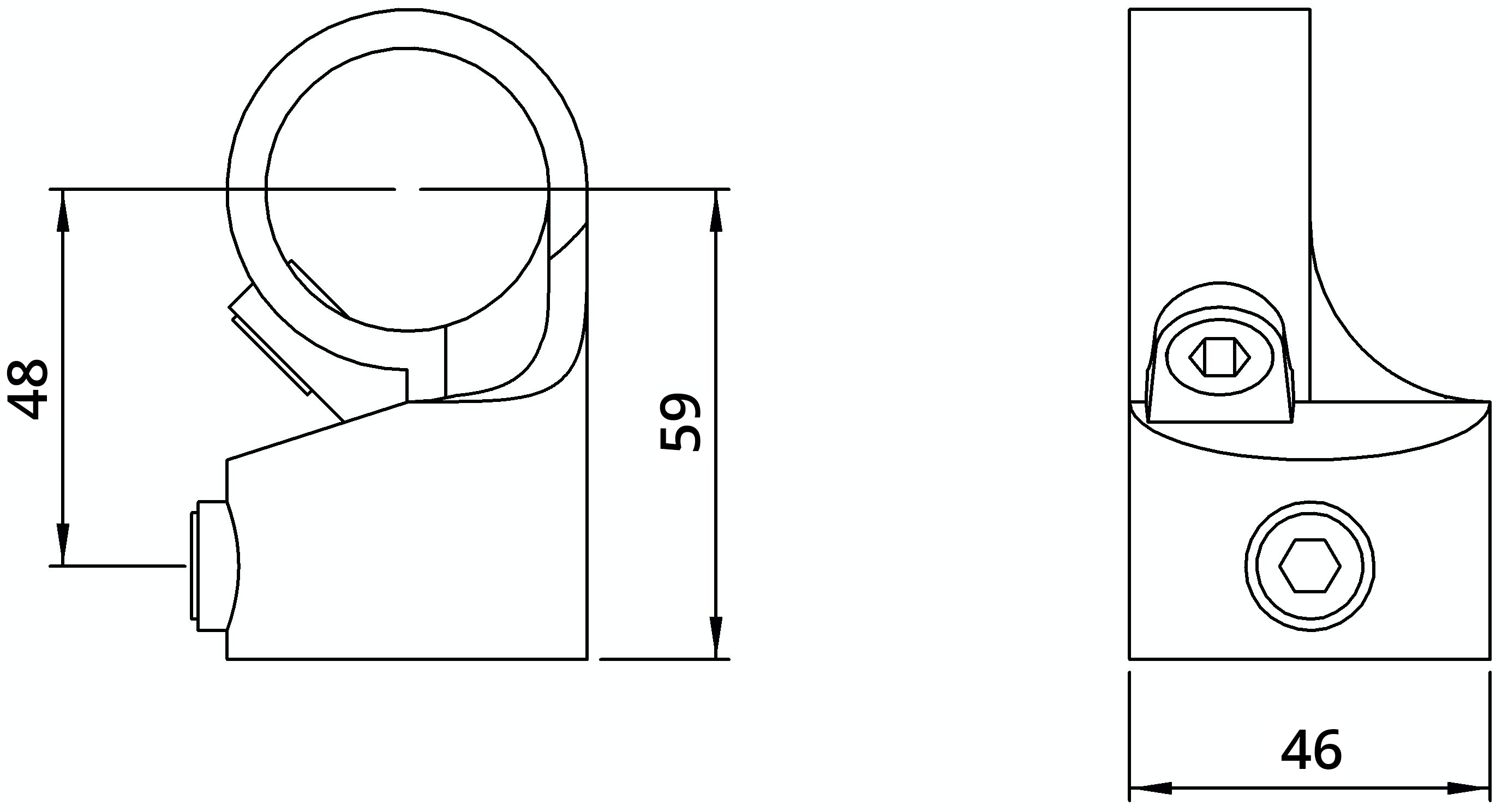 Rohrverbinder - Winkelgelenk verstellbar - 1 Stueck - 148B34 - 33-7 mm - 1- - Feuerverzinkt u. Elektrogalvanisiert-148B34