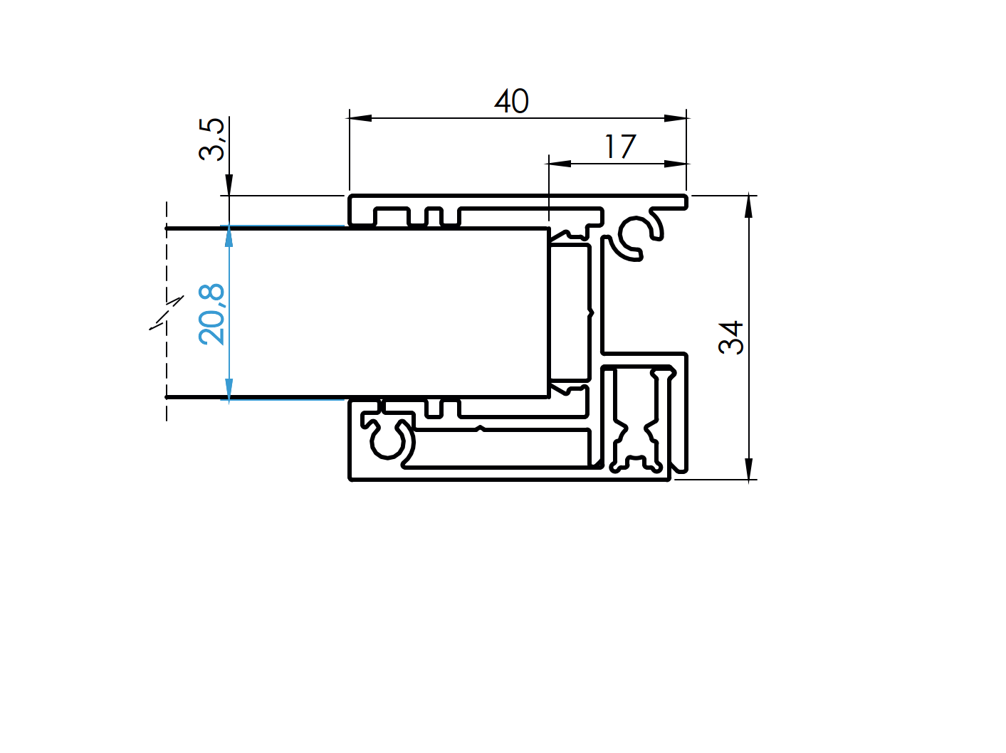 Zaunadapter Set Aluminium 1-5 m fuer 20 mm Fuellungen Anthrazit RAL 7016-89-11FGA201500R7016-A.4