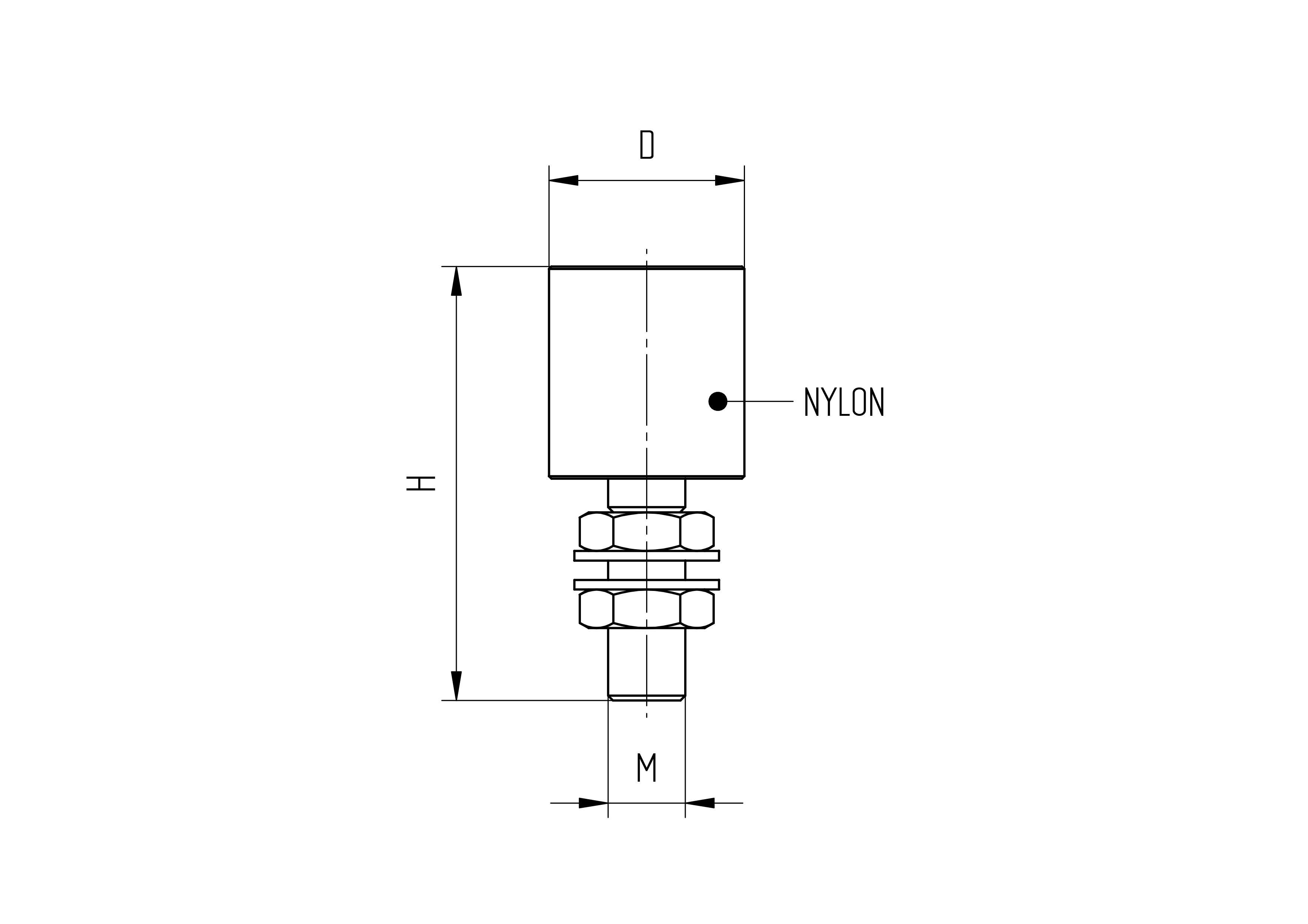 Nylon-Fhrungsrolle Stahl verzinkt  30 mm mit Gewinde M12 wei-89-11H0430W-A.4