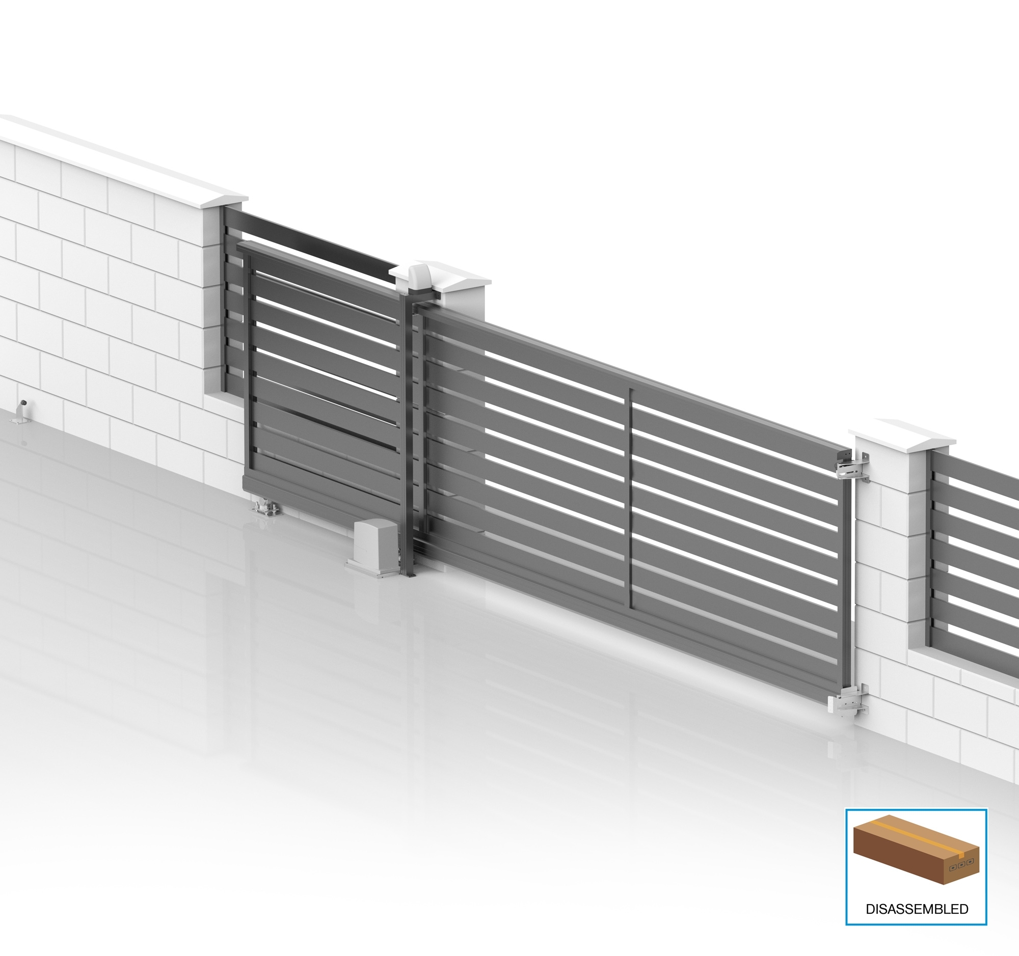 Schiebetor freitragend Aluminium 6-0 x 2-125 m Lamellenfuellung RAL 7016-89.FGSCLGR7016SETECO