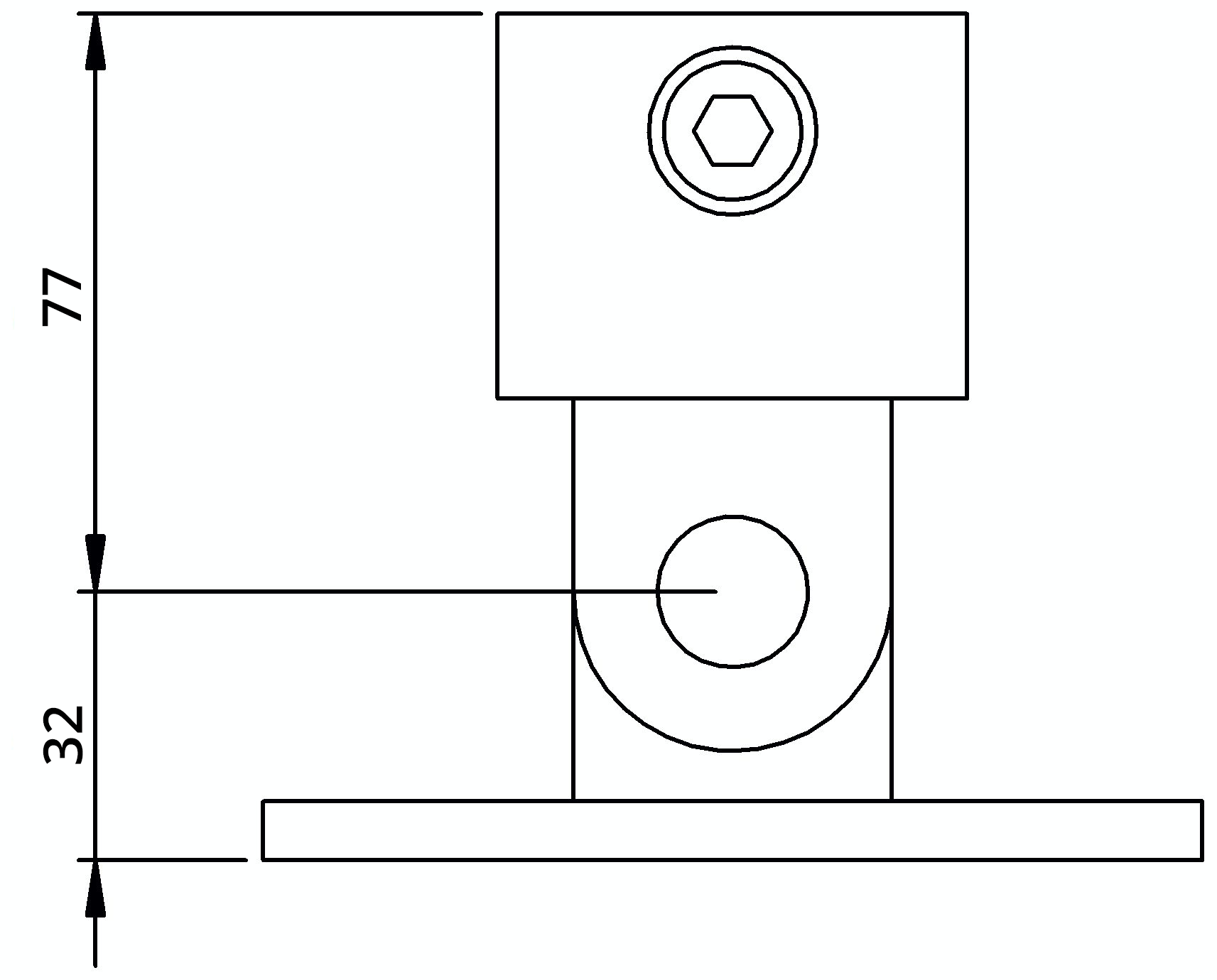 Rohrverbinder Gelenkfuss Ø 48-3 mm -1 1-2- - Temperguss verzinkt - 169D48-169D48