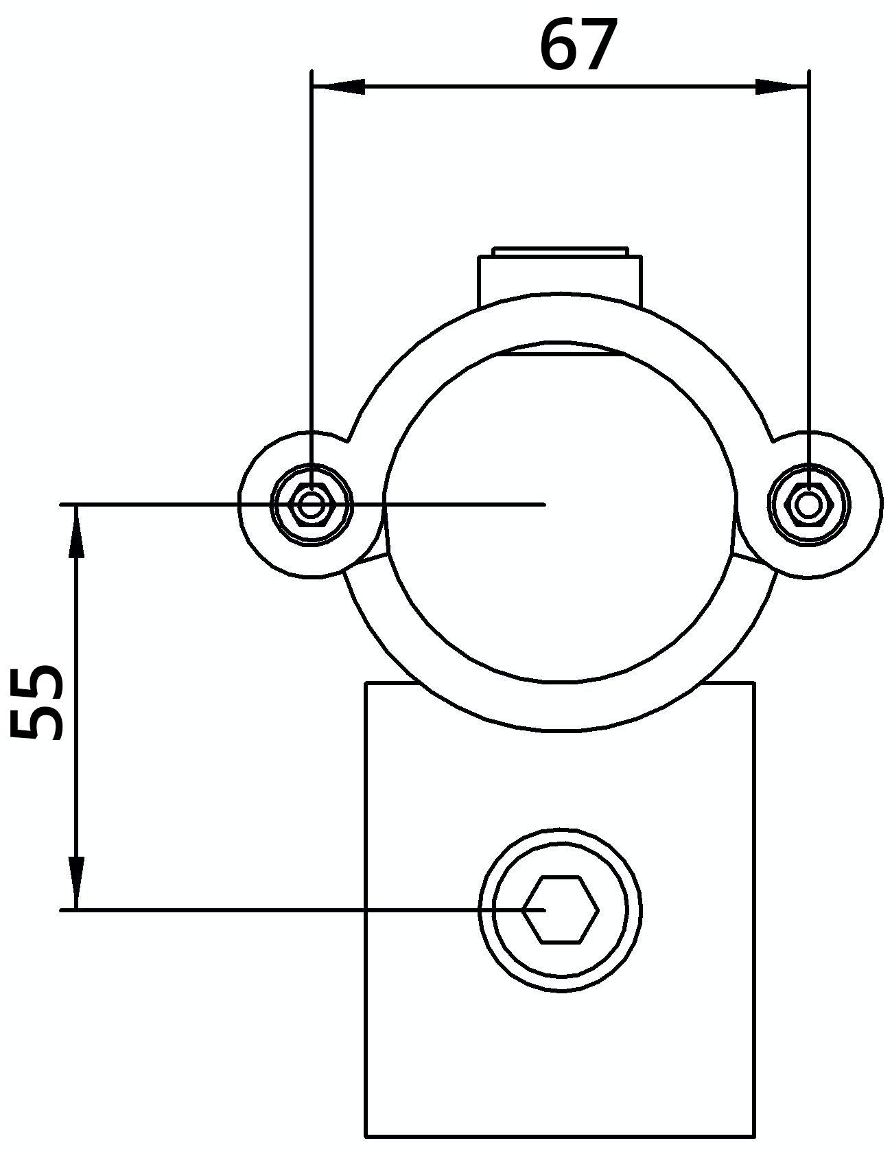 Rohrverbinder - Kreuzstueck 90° - 137D48 - 48-3 mm - 1 1-2- - Feuerverzinkt u. Elektrogalvanisiert-137D48