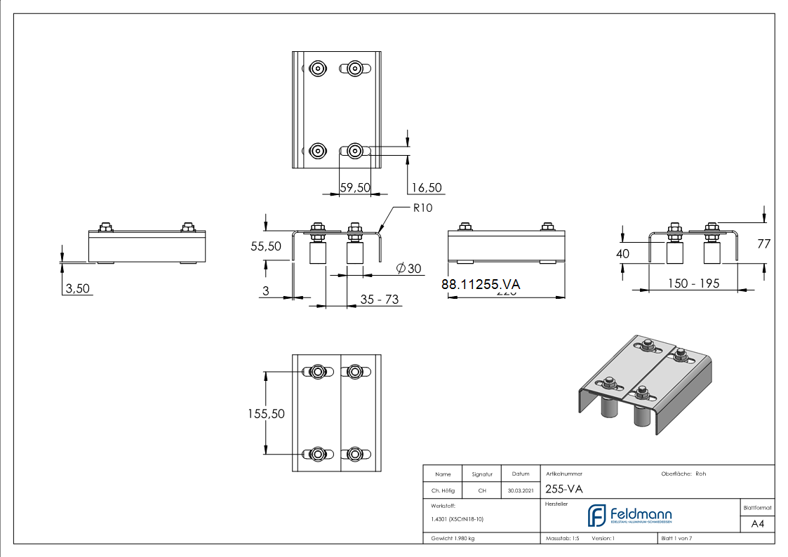 Fuehrungsbuegel- doppelt- V2A-88-11255.VA