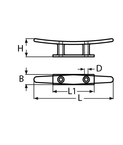 Klampe flach mit 2 Bohrungen 100 mm V4A-66-64-411.82214100