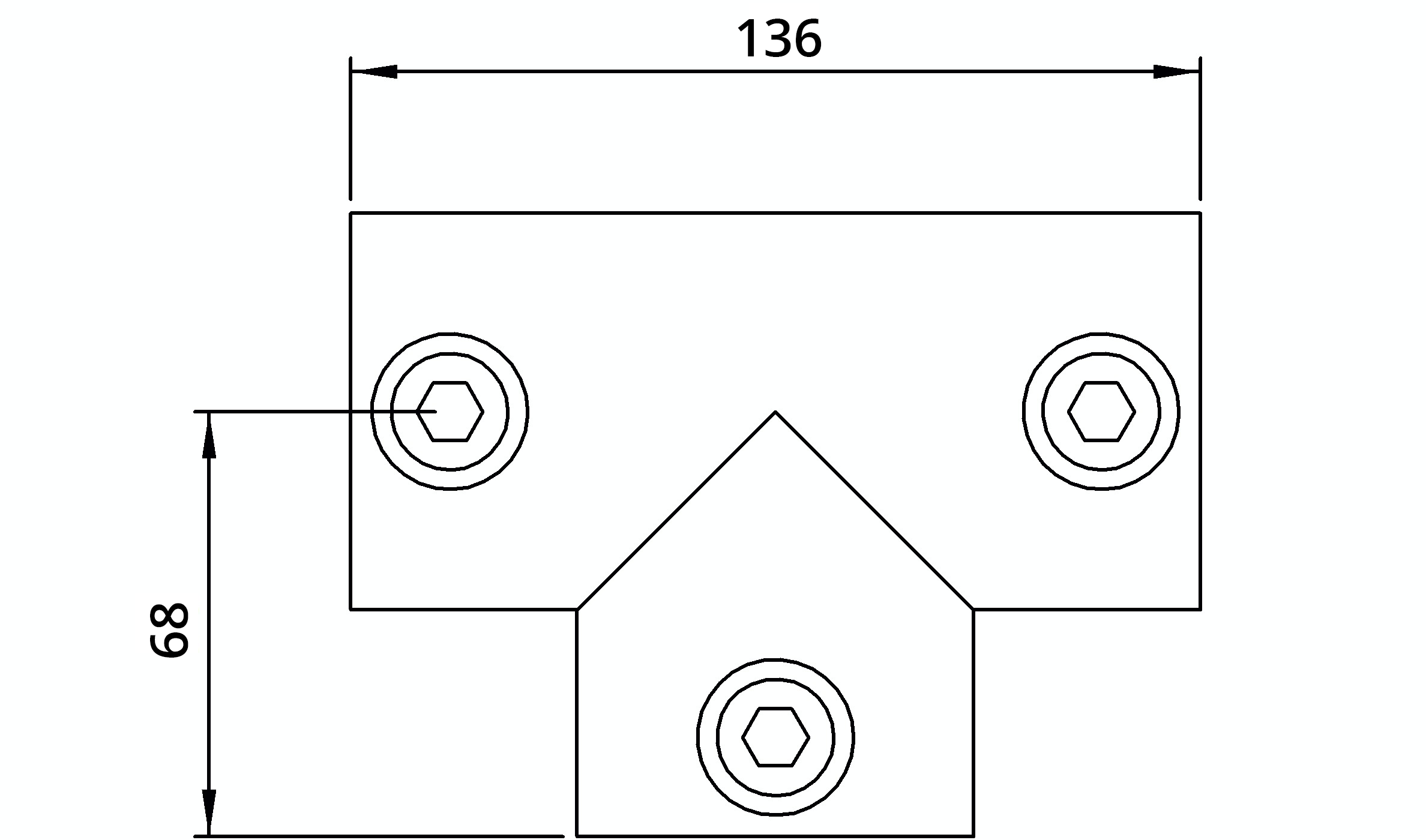Rohrverbinder - T-Stueck lang - 104D48 - 48-3 mm - 1 1-2- - Feuerverzinkt u. Elektrogalvanisiert-104D48