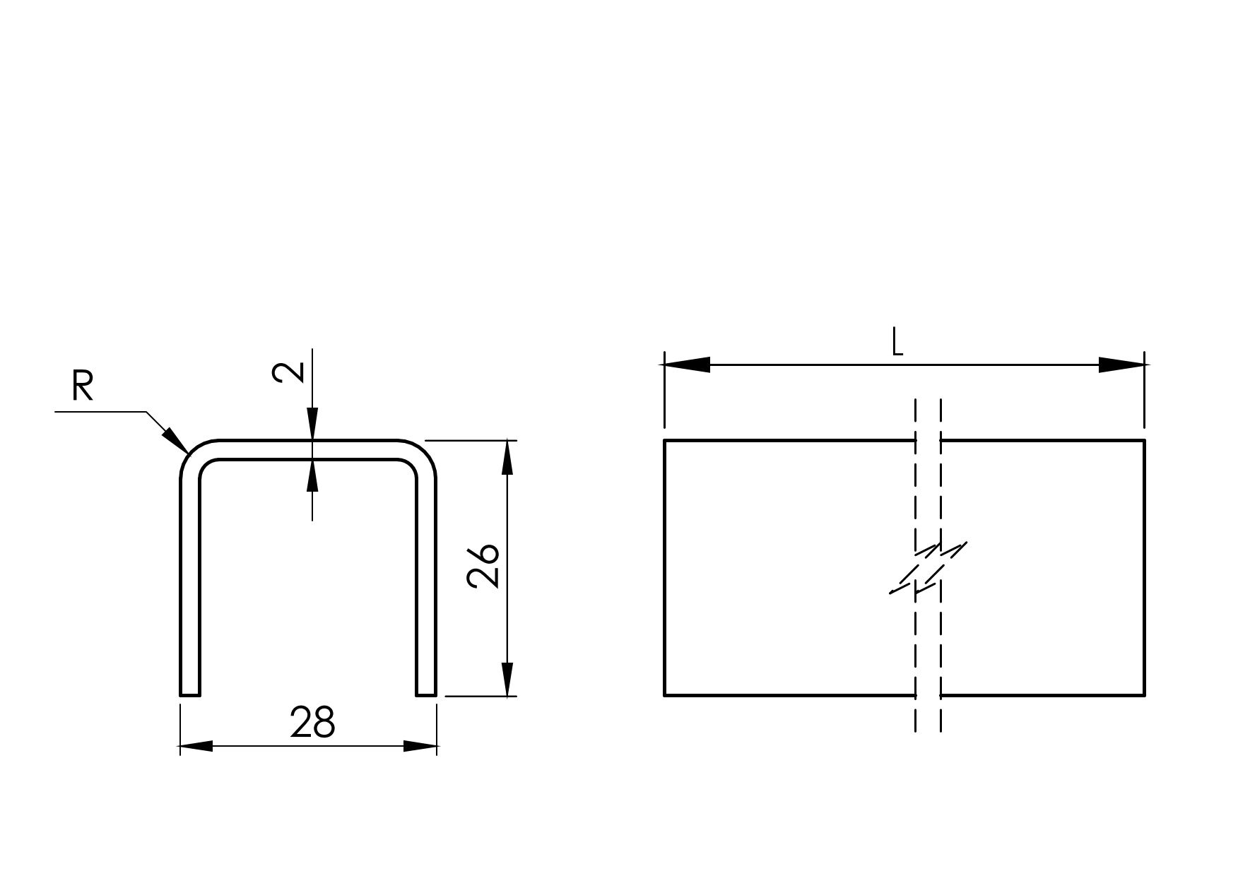 U-Profil fuer Glas 24 mm Edelstahl V2A geschliffen Laenge 2500 mm-89-11A69000242500-A.4