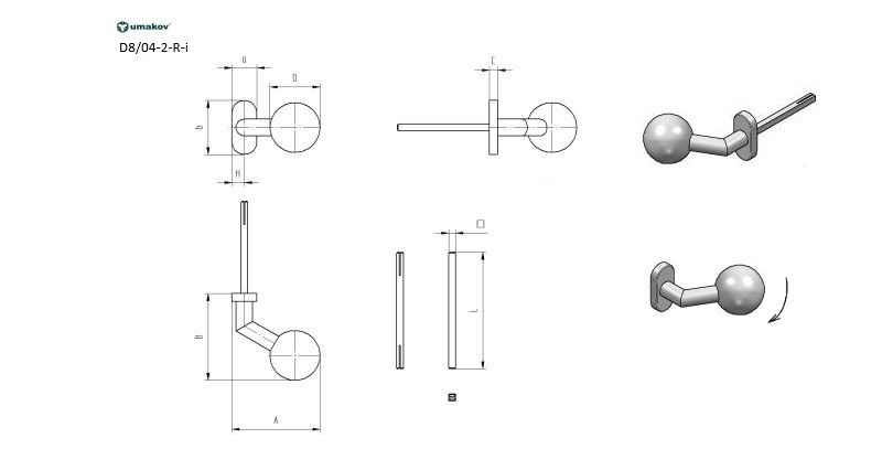 Drueckergarnitur V2A Schliff PZ 80 Vierkant 8 mm auf Langschild Rechts-Links verwendbar-89-11D8042RI-A.4