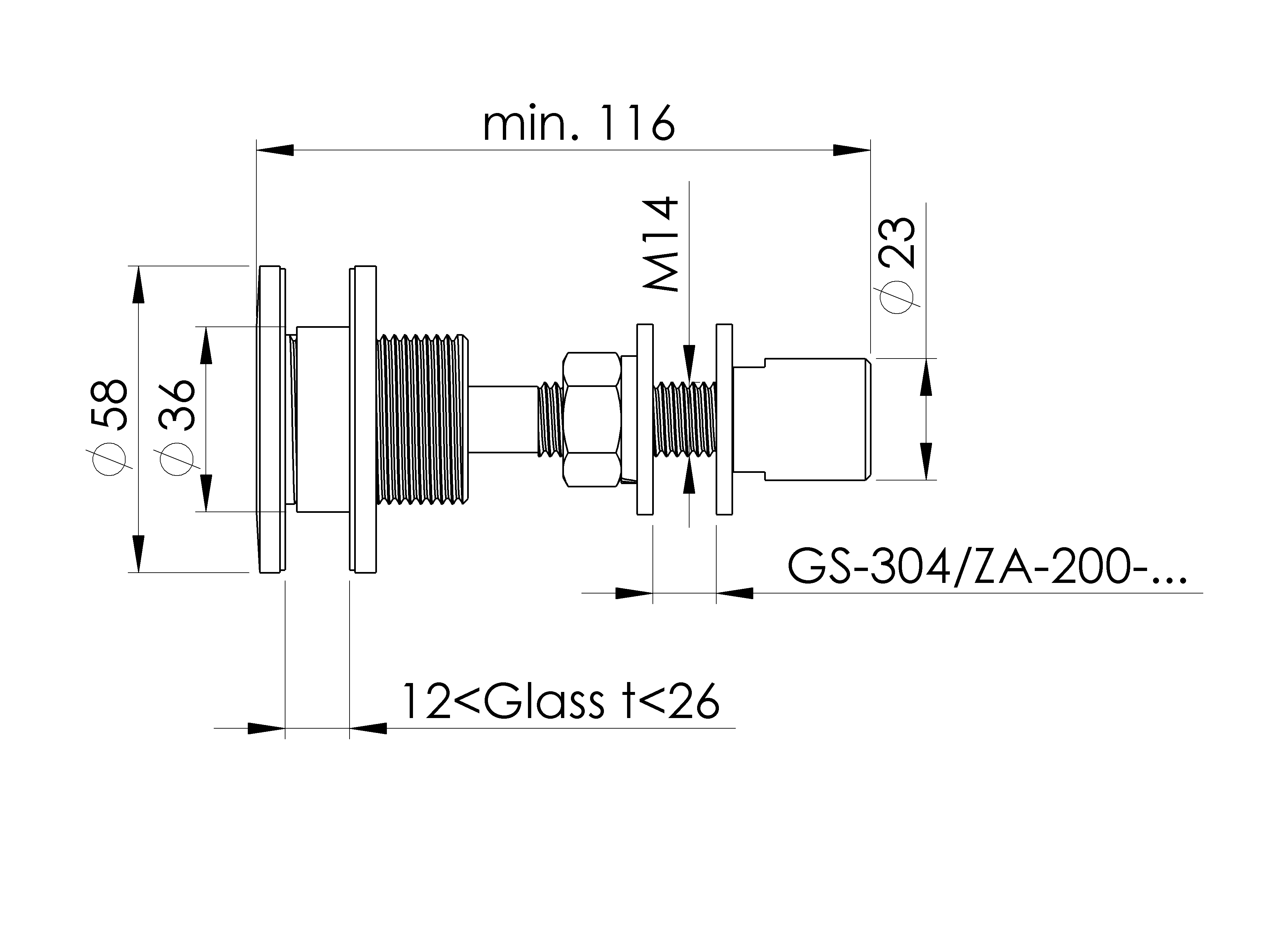 Edelstahl Glashalter Punkthalter Kugelgelenk fuer Fassade AISI 304 geschliffen-89-11GS304ZAR55-A.4