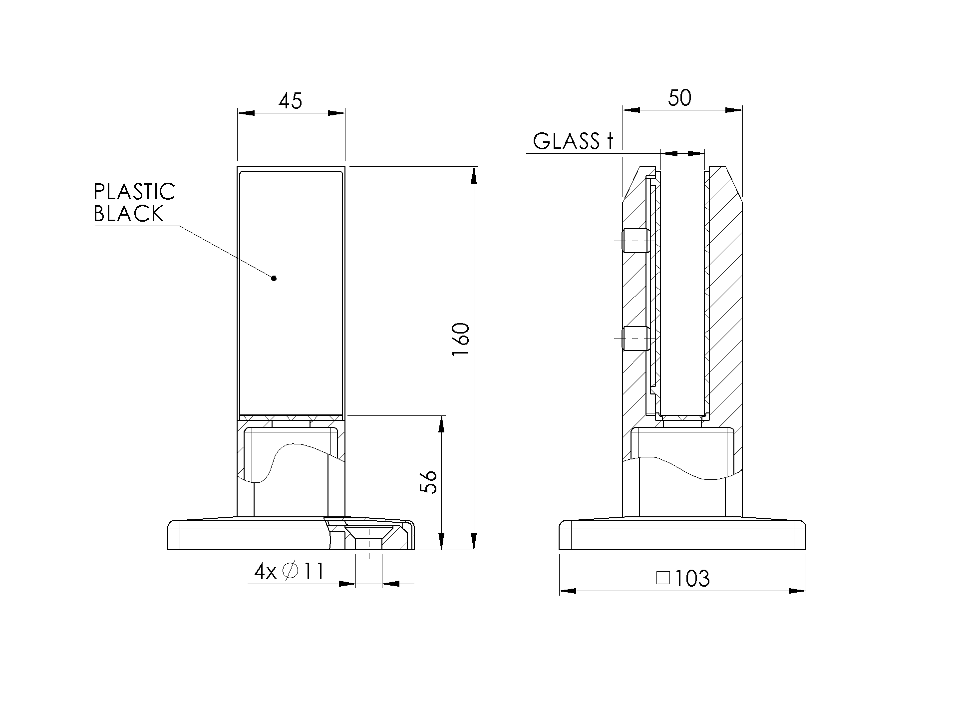 Glaszapfen Edelstahl AISI 316 Glasstaerke 16-0-17-5 mm geschliffen-89-11A146220018-A.4