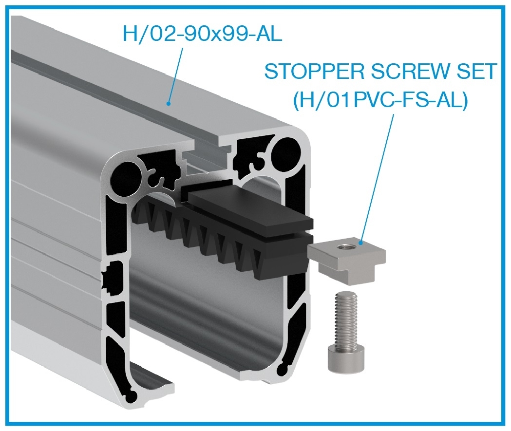 Freitragendes Schiebetor Set Aluminium Profil 90x99 mm bis 4 m - 250 kg-89-11SV90X99AL-A.4