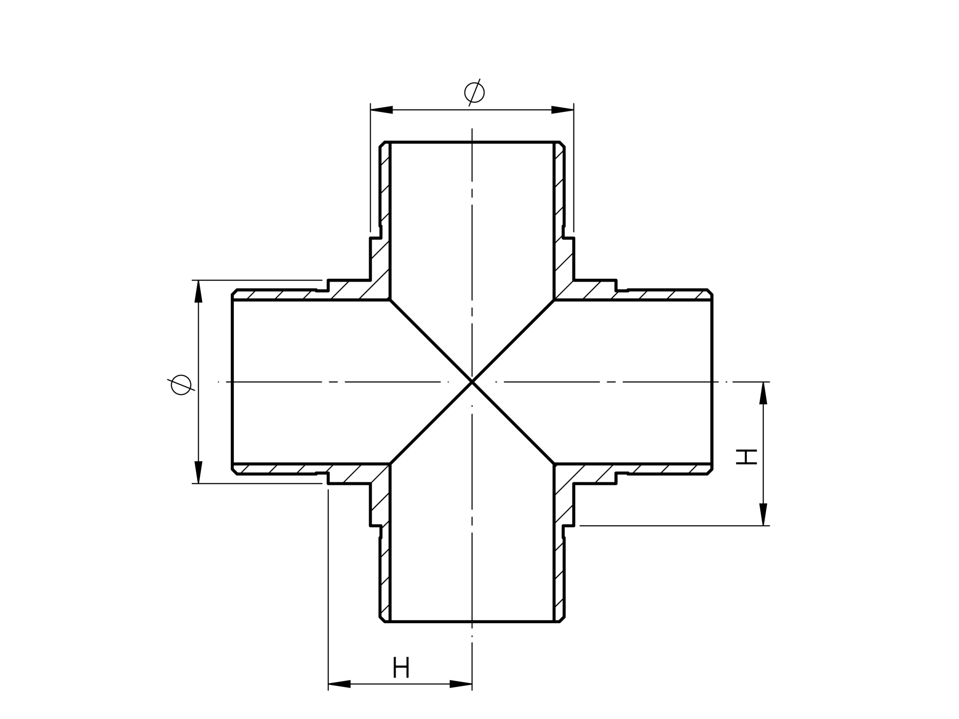 Kreuzverbinder Edelstahl AISI 304 fuer Rundrohr D 42-4x2 mm geschliffen-89-11A0308242-A.4
