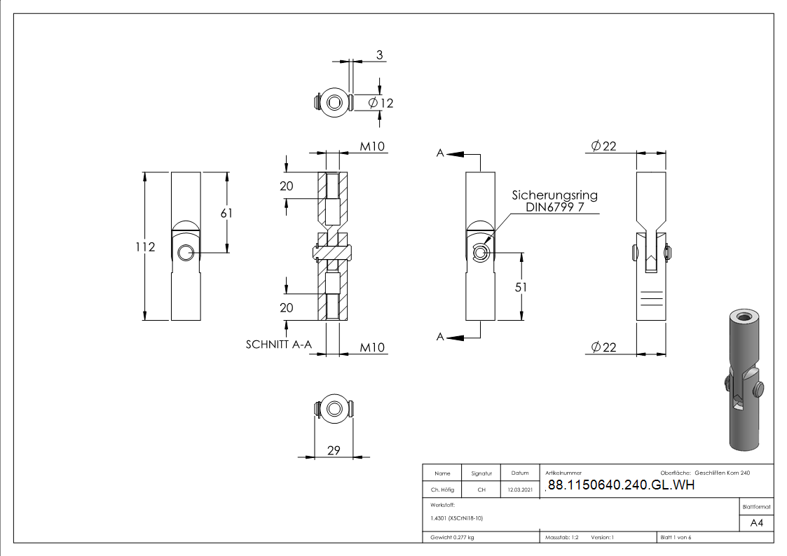 Gelenk zu Wandhalter-88-1150640-240-GL.WH