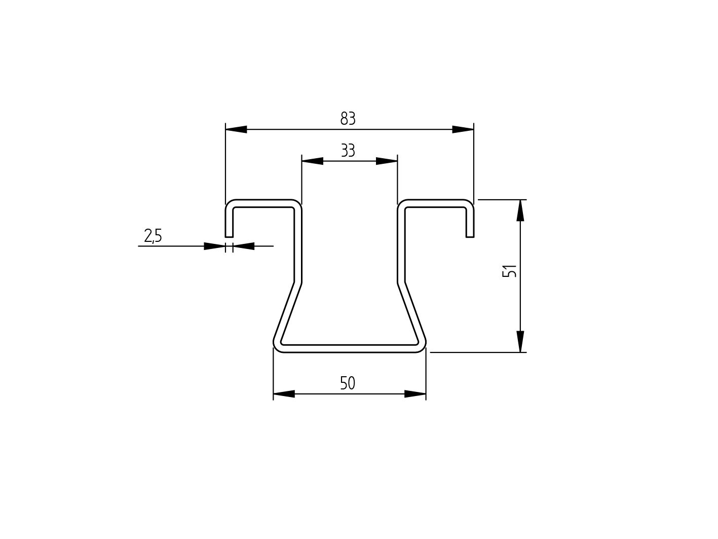 Bodenlaufschiene Stahl verzinkt L=6000 mm Materialstrke 3 mm U-Rille-89-11H59ZN6000-A.4