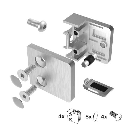 Glasklemme V2A 3-5-12-76 mm fuer Flachanschluss 4er Set-89-11A23KP000SET4-A.4