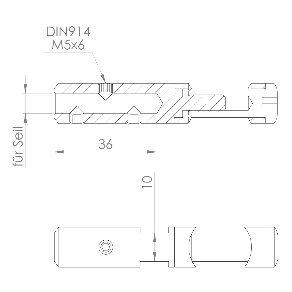 Seilhalter zum Schrauben und Spannen - Fuer Seil Ø 4 mm bis Ø 6 mm - V2A-11.2840
