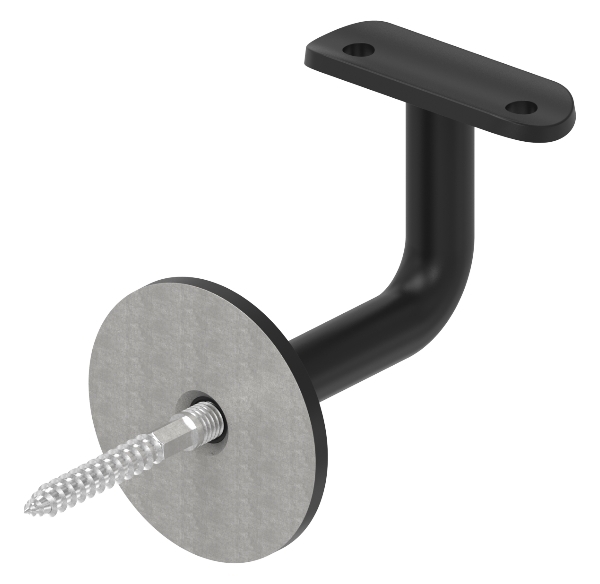Handlaufhalter mit Platte 42-4mm- -Ronde und Buegel verschweisst- V2A in RAL 9005 beschichtet-88-1150369-240-42.9005