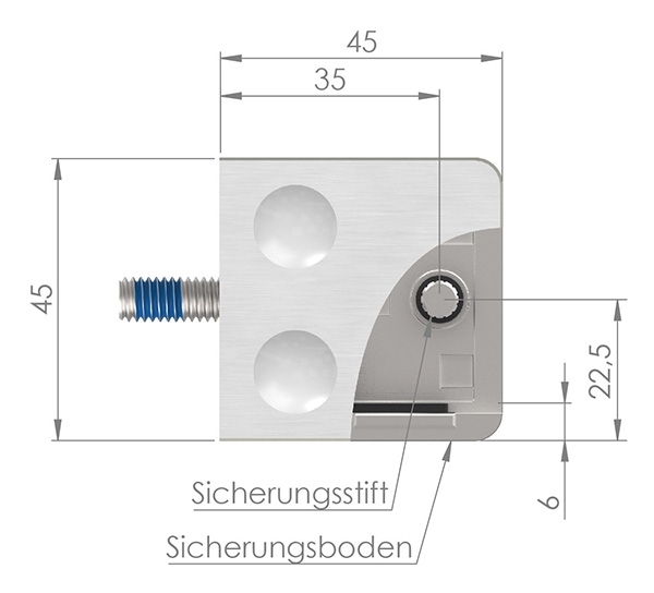 Glasklemme 45x45x26 mm AbZ fuer Anschluss Ø 42-4 mm Edelstahleffekt-10-3042.2ABZ