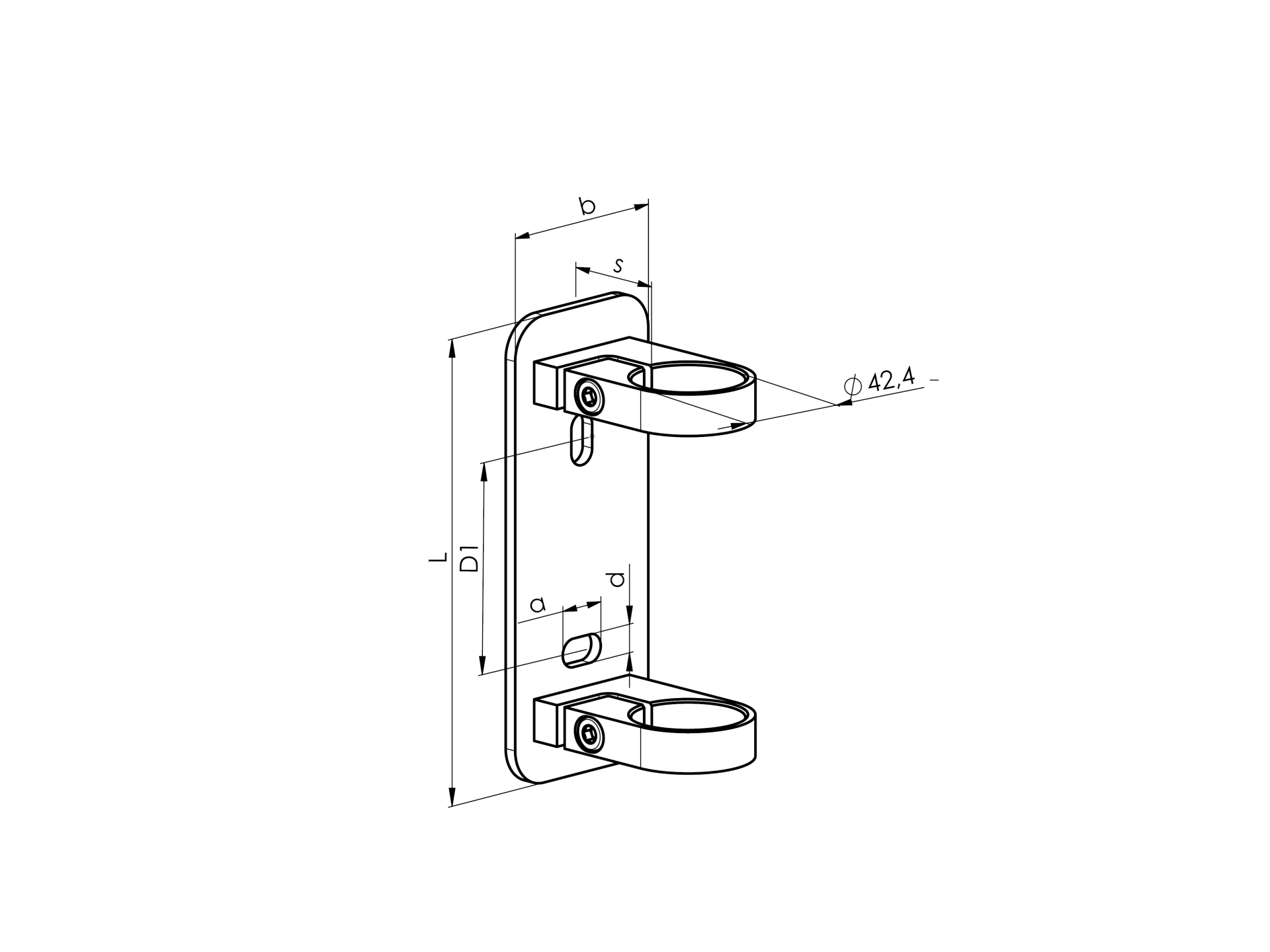 Wandflansch Edelstahl AISI 304 L 180 mm Ø 81-5 mm fuer Pfosten-89-11A642180X70-A.4