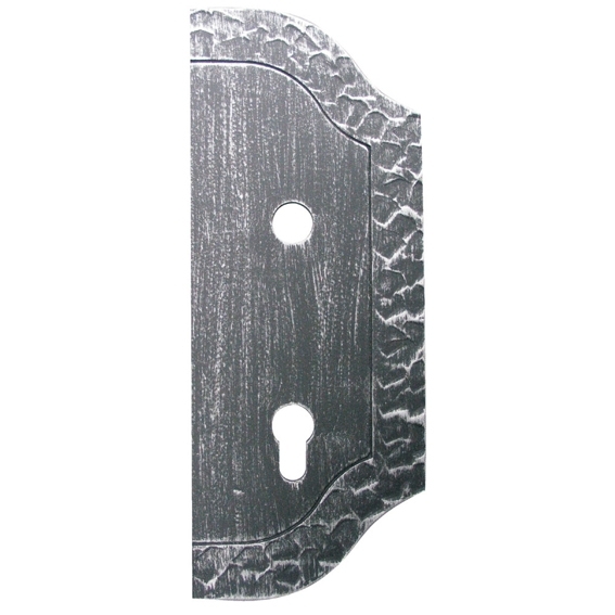 Zier-Schlossplatte Stahl 265 x 105 mm- 3 mm- Ax- 90 mm- Loch Ø 19 mm- rechts-89-11D114AR-A.4