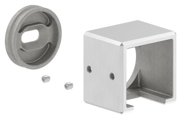 Wandbefestigung Edelstahl V4A fuer Quadratnutrohr 40 x 40 mm links-88-1160397-V4A.L