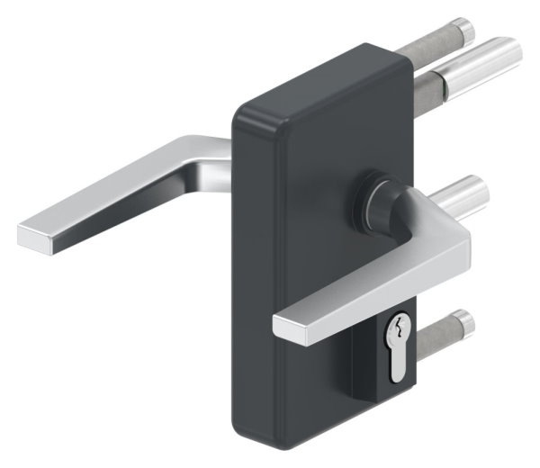 Gittertorschloss GTS 2 fuer Rohrstaerke 60-80mm- montagefertiges Set- anthrazitgrau-88-1156704-ALU.7016