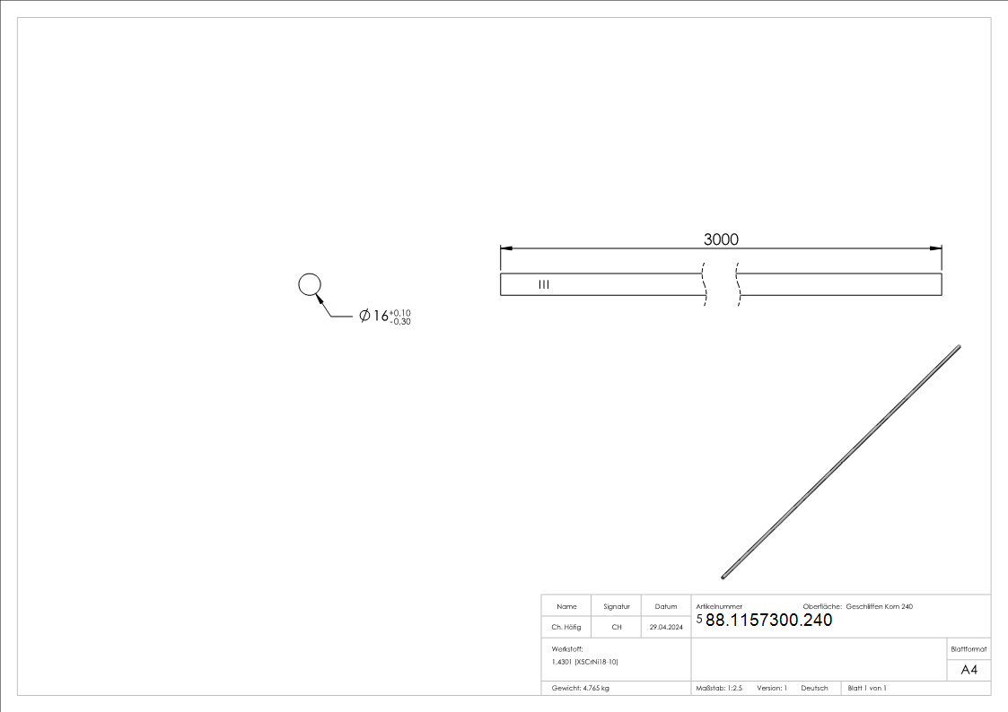 Rundmaterial- 16mm- Laenge- 3000mm Edelstahl-88-1157300.240