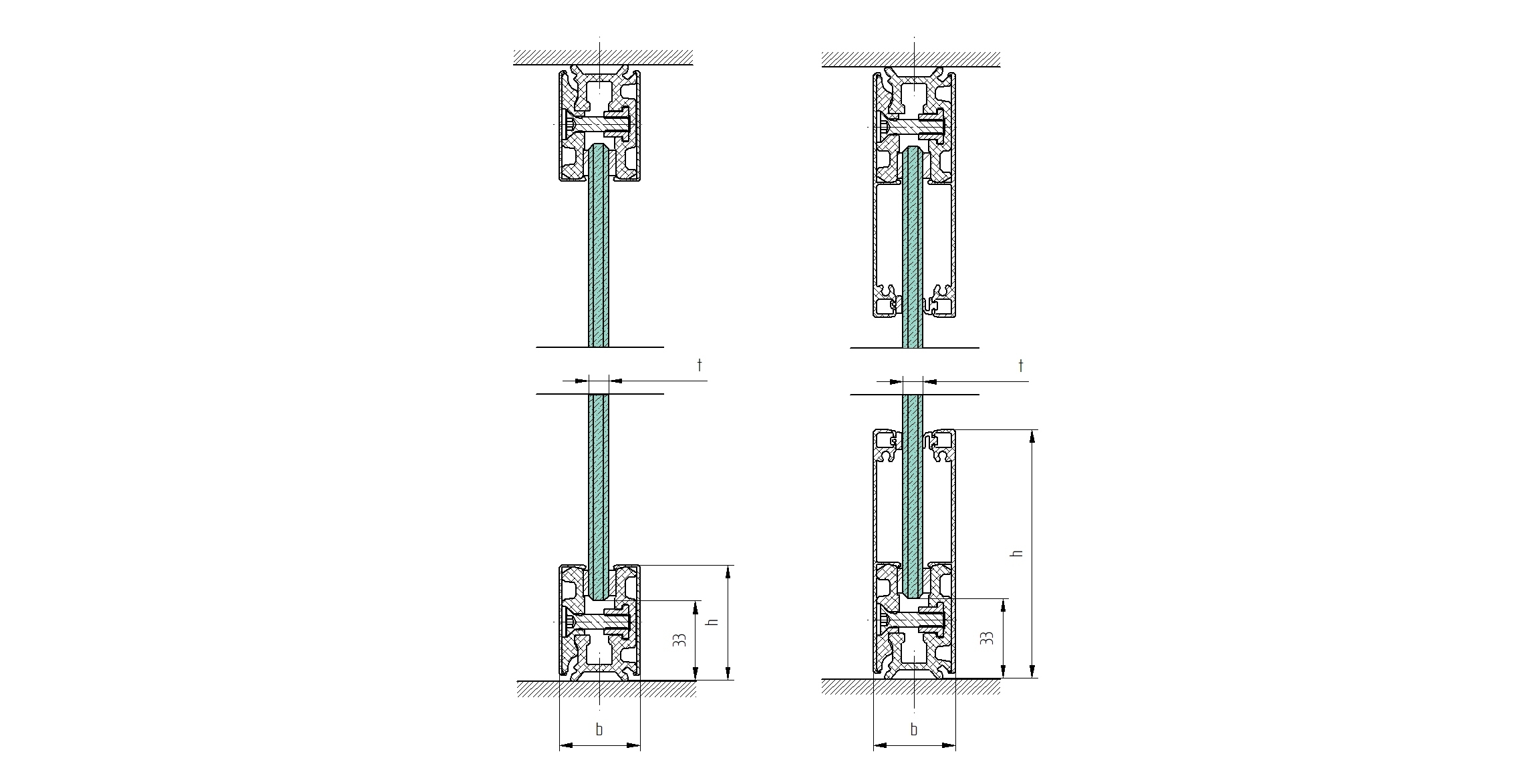 Laufschienenrohr Glasschiebetuer Set Aluminium eloxiert 3m Glas 8-12mm-89-11GSALZP32X46NE-A.4