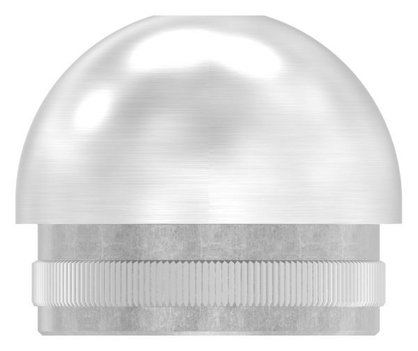 Einsteckkappe Edelstahl V2A Ø 42-4 mm x 2-0 mm mit M8 Gewinde halbrund-88-1150270.240M8G