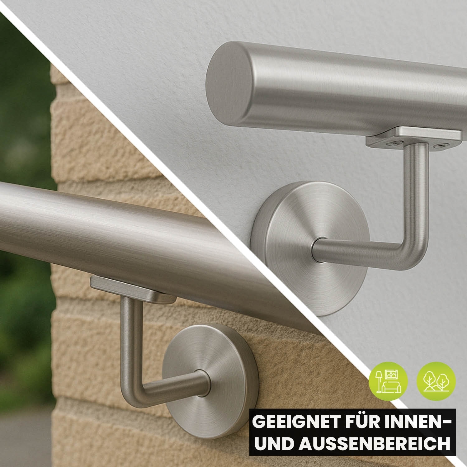 Handlaufhalter aus Edelstahl V2A – fuer Ø 42-4 mm Handlauf - mit Halteplatte zum Anschrauben-11-2081-A.4