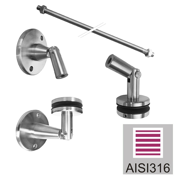 Vordach Halterung Set Edelstahl V4A fuer Glas 12-76-17-52 mm geschliffen-89-11GS14PRRM12-A.4