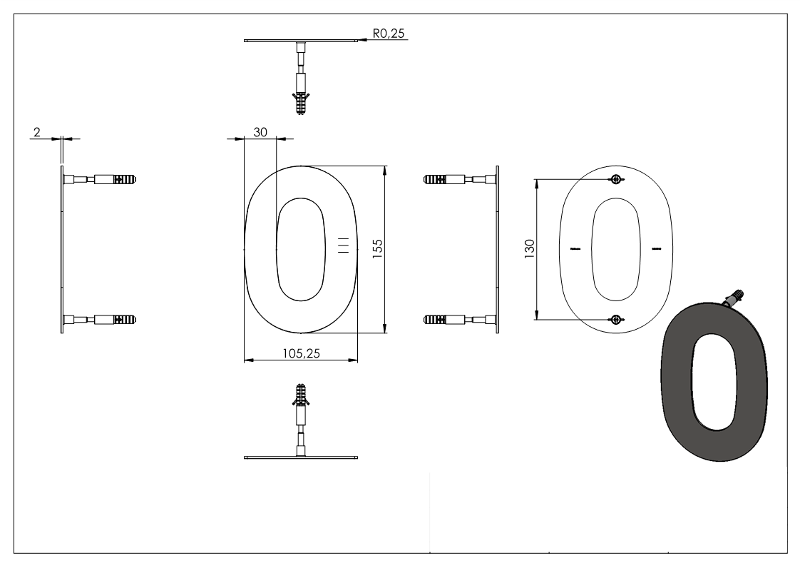 Hausnummer 0 - 9 - klein - Masse- 110 mm x 150 mm - V2A-11.8050
