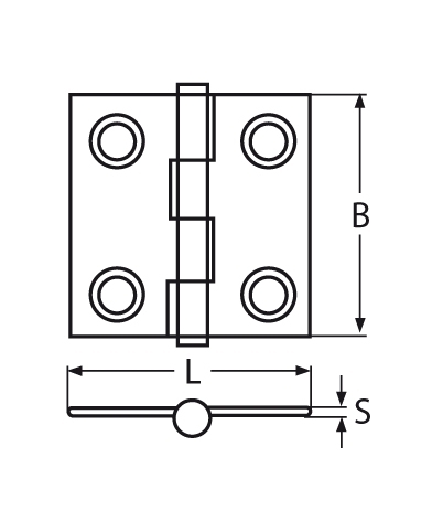 Edelstahlscharnier Breite- 38 mm - 50 mm V4A - Verkauf in VPEs-66-64-411.8233