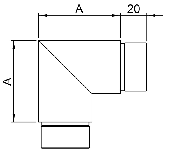 Eckbogen 90°- fuer Rundrohr Ø 42-4x2-0 mm V2A-11-3611.4
