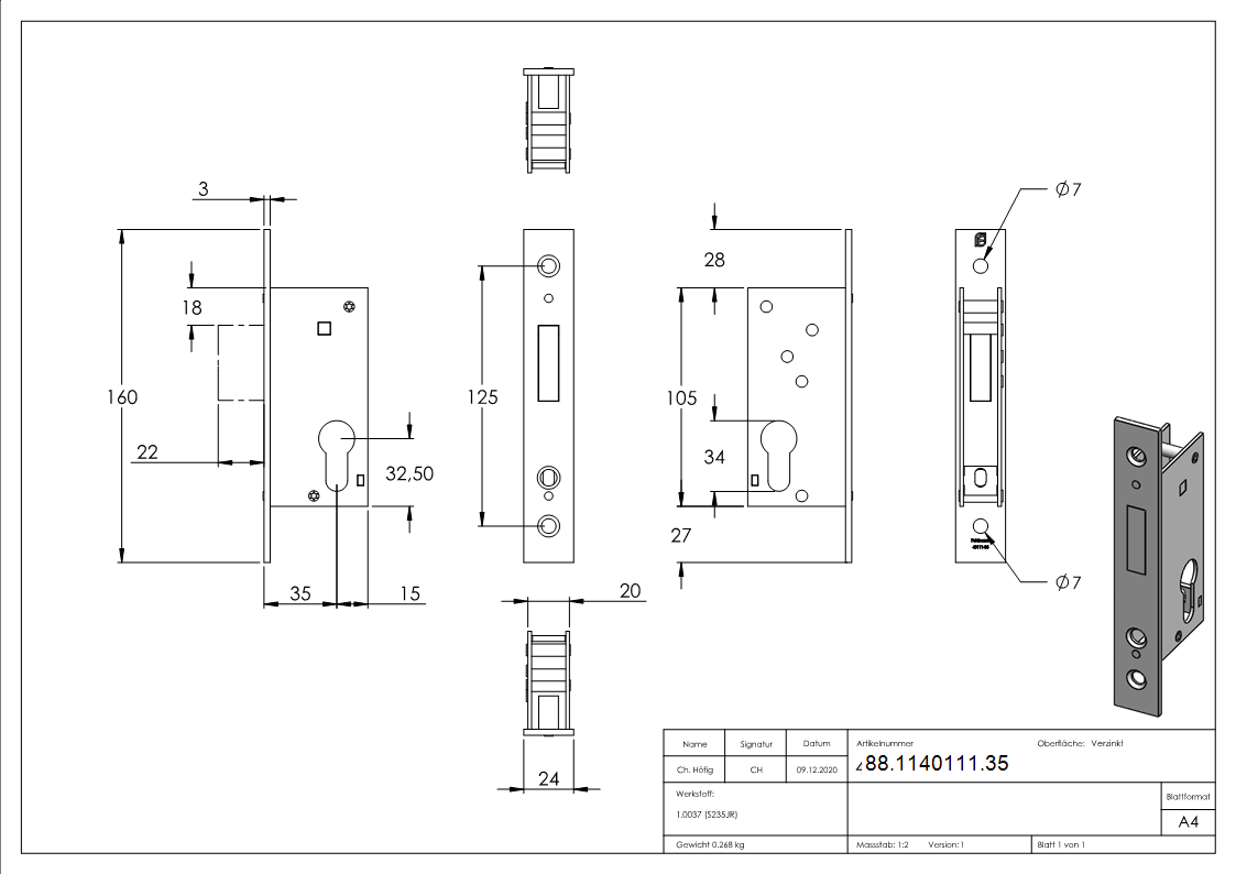 Rohrrahmen-Riegelschloss- Dornmass 35mm-88-1140111.35