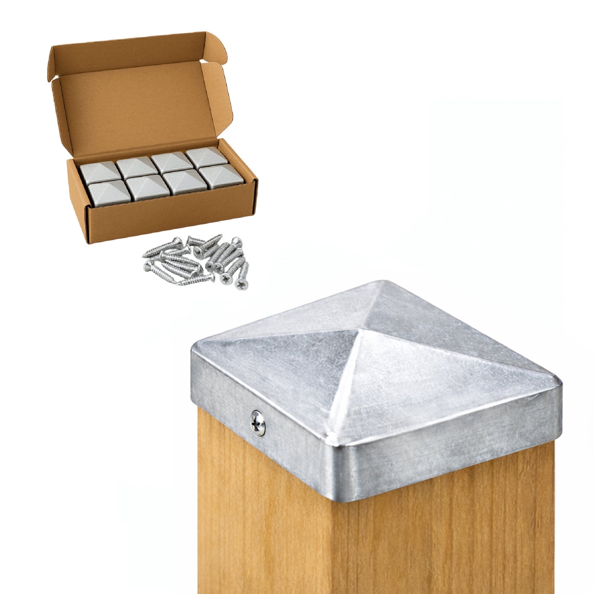 Pfostenkappe 70x70 mm Stahl verzinkt – 10er Set fuer Holzpfosten inkl. Schrauben-60220-70-011