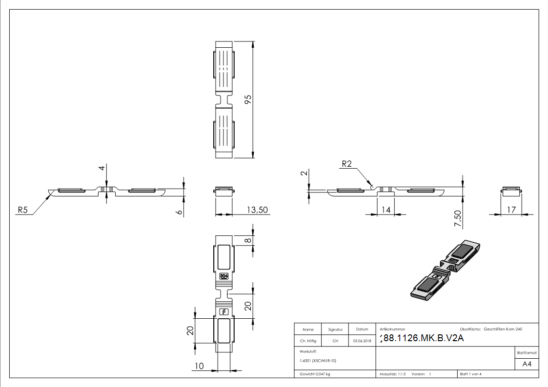Sichtschutz Sicherungsboden MK Mod- 26- in V2A-88-1126-MK-B.V2A