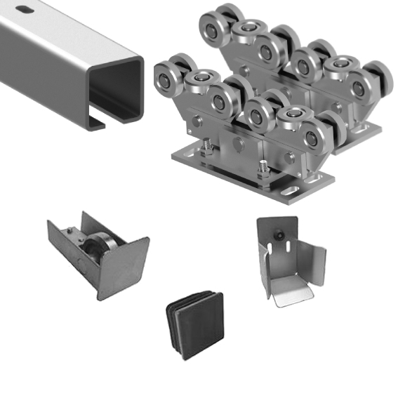 Beschlagset fuer freitragende Schiebetore Stahl verzinkt fuer Profil 80 x 80 mm-89.SV80X80ZNDHEAVY