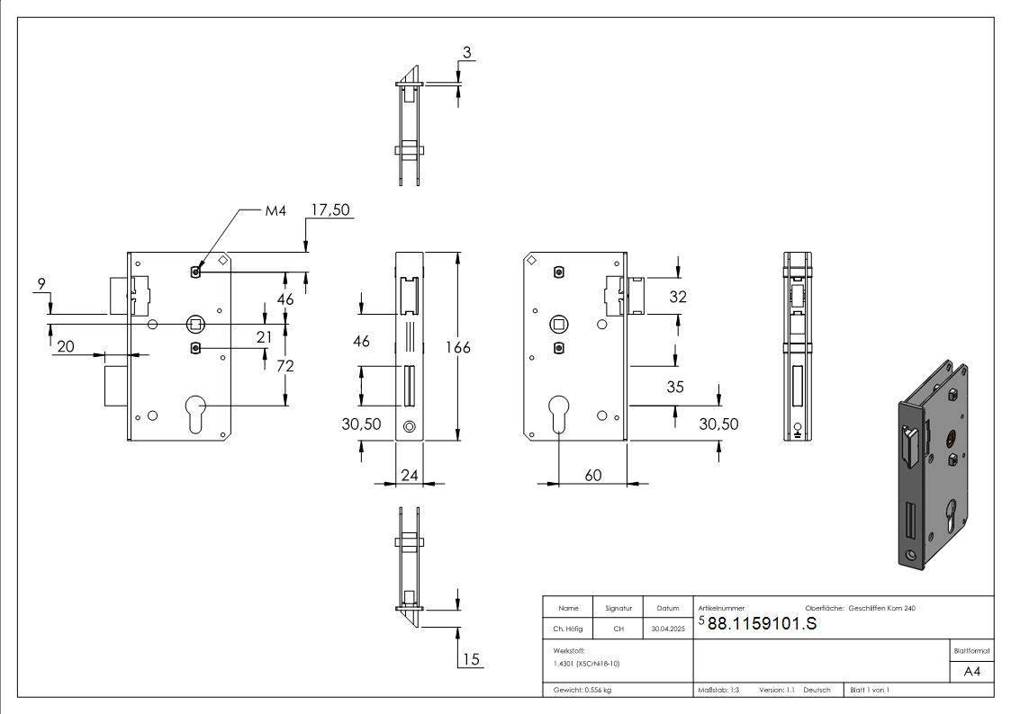 Rohrrahmenschloss passend zu 88-1159101-K-88-1159101.S