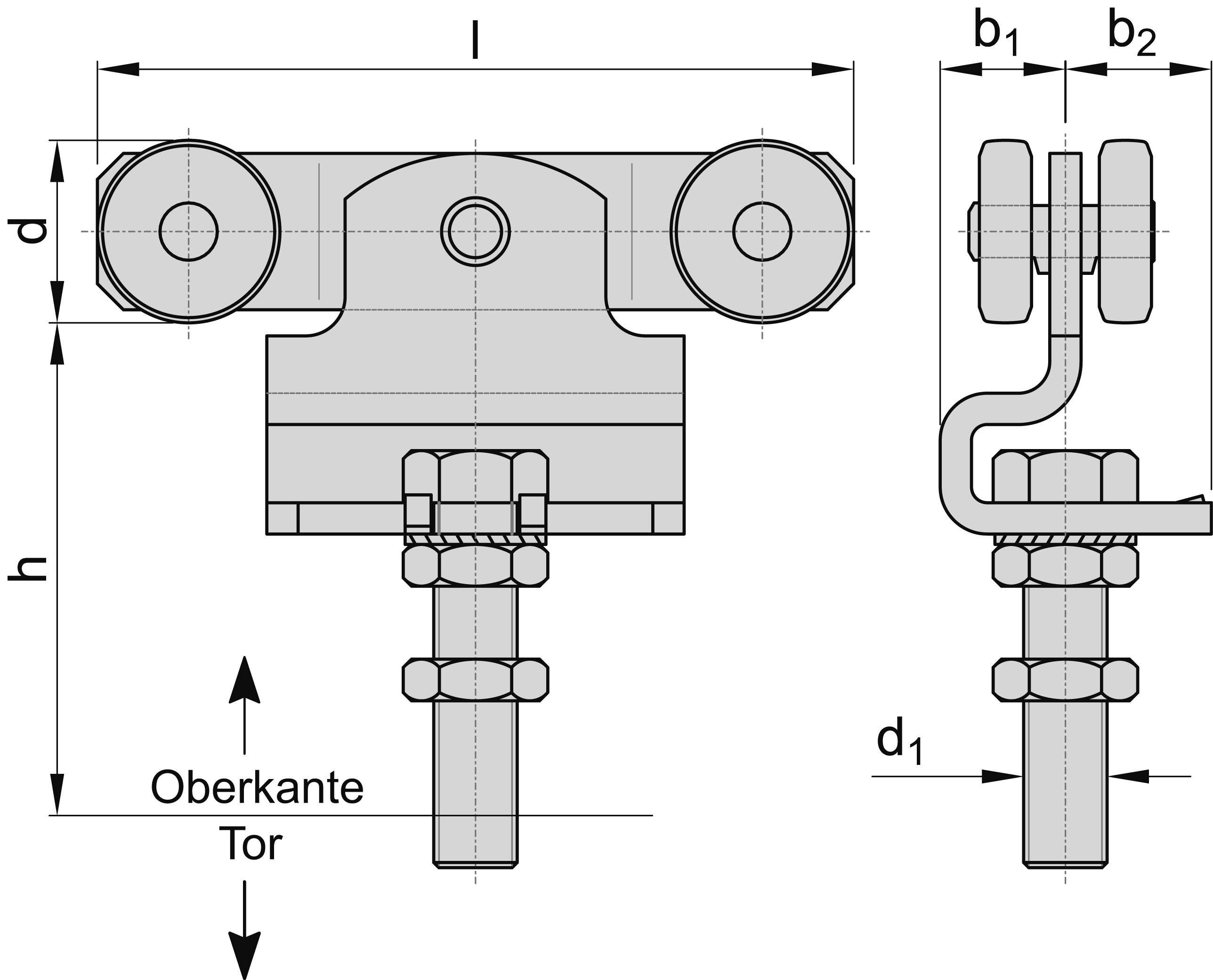 Doppelrolle Schiebetor MEA Gr- 4 verzinkt Ø 59 mm bis 1200 kg 10336434-60-0099.7