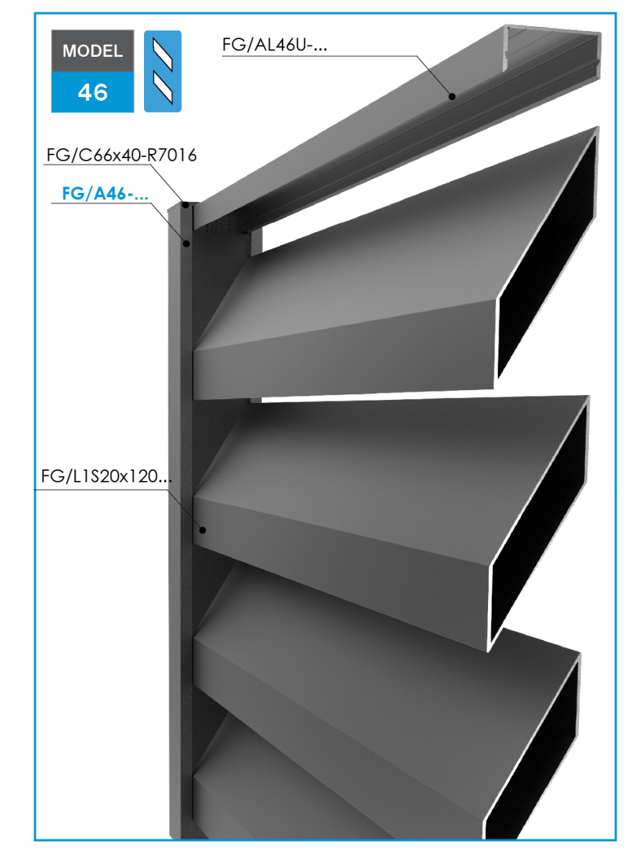 U-Adapter Aluminium 50x20 mm 6-0 m Anthrazit RAL 7016 fuer Zaunlamellen MODEL46-89-11FGAL46U6000R7016-A.4